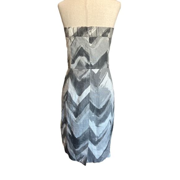 Banana Republic Italian LINEN Grey Gray Chevron Strapless Dress Boning 10 - Picture 4 of 13